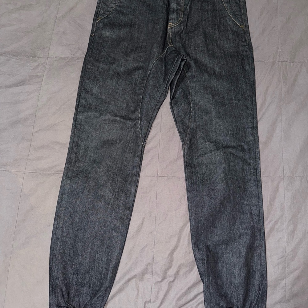 Zanerobe Black Relaxed Jeans with Elastic Cuffs